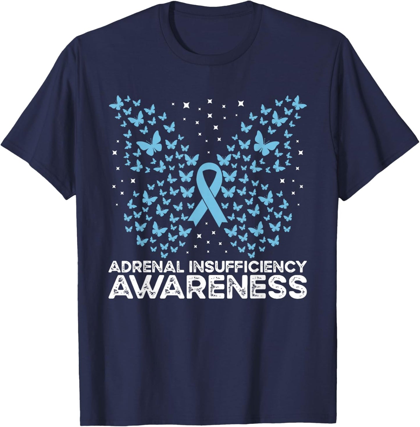 Adrenal Insufficiency Awareness Butterfly T-Shirt - T-Shirt | Navy