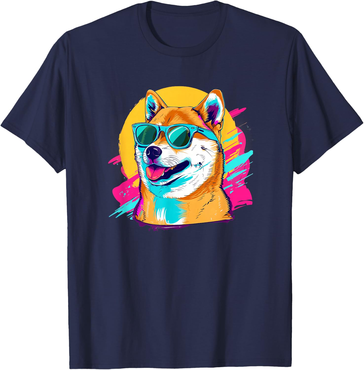 Doge Meme Lover Retro Vintage 80s Shiba Inu T-Shirt - T-Shirt | Navy