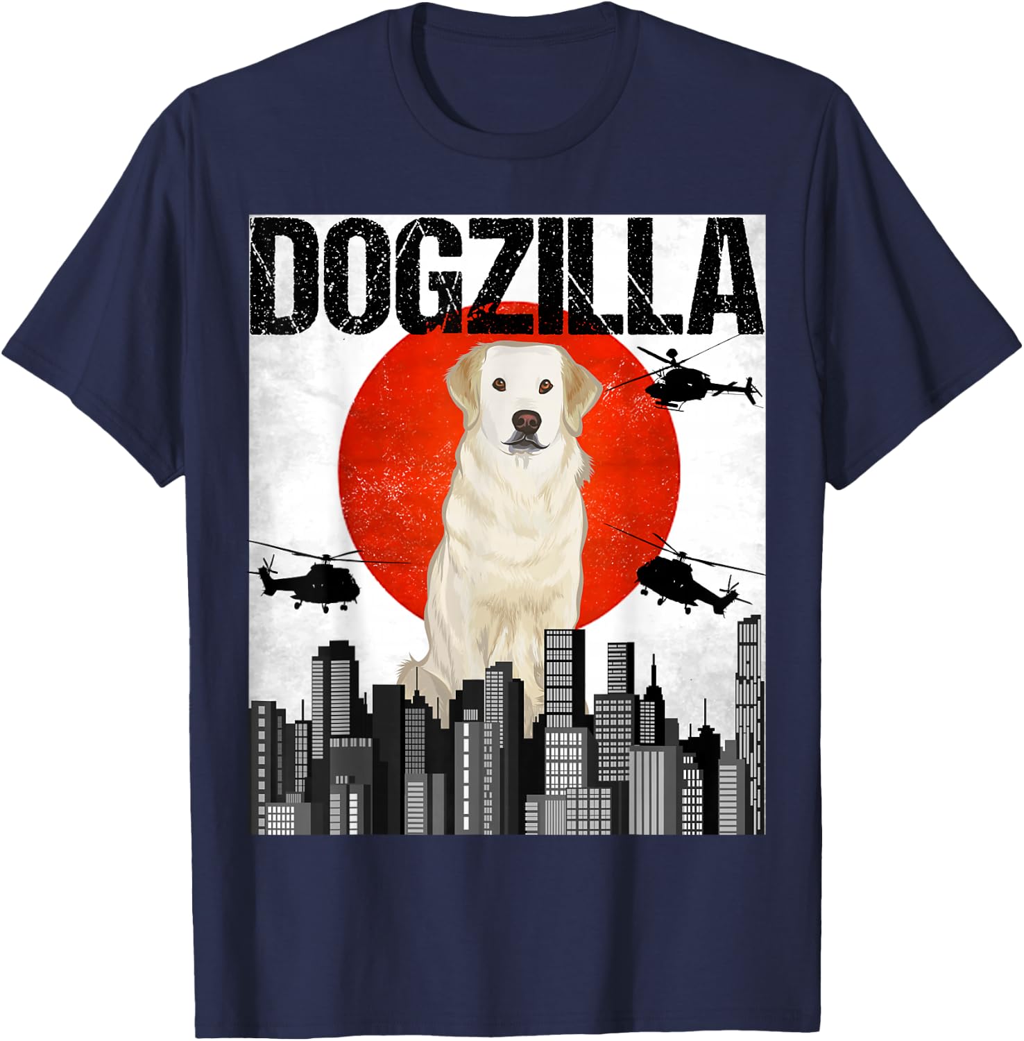 Chienzilla Dogzilla Japanese Kuvasz T-Shirt - T-Shirt | Navy