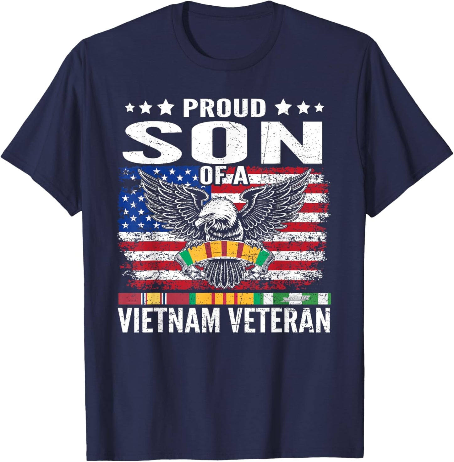 Proud Son Of A Vietnam Veteran Family Matching T-Shirt - T-Shirt | Navy