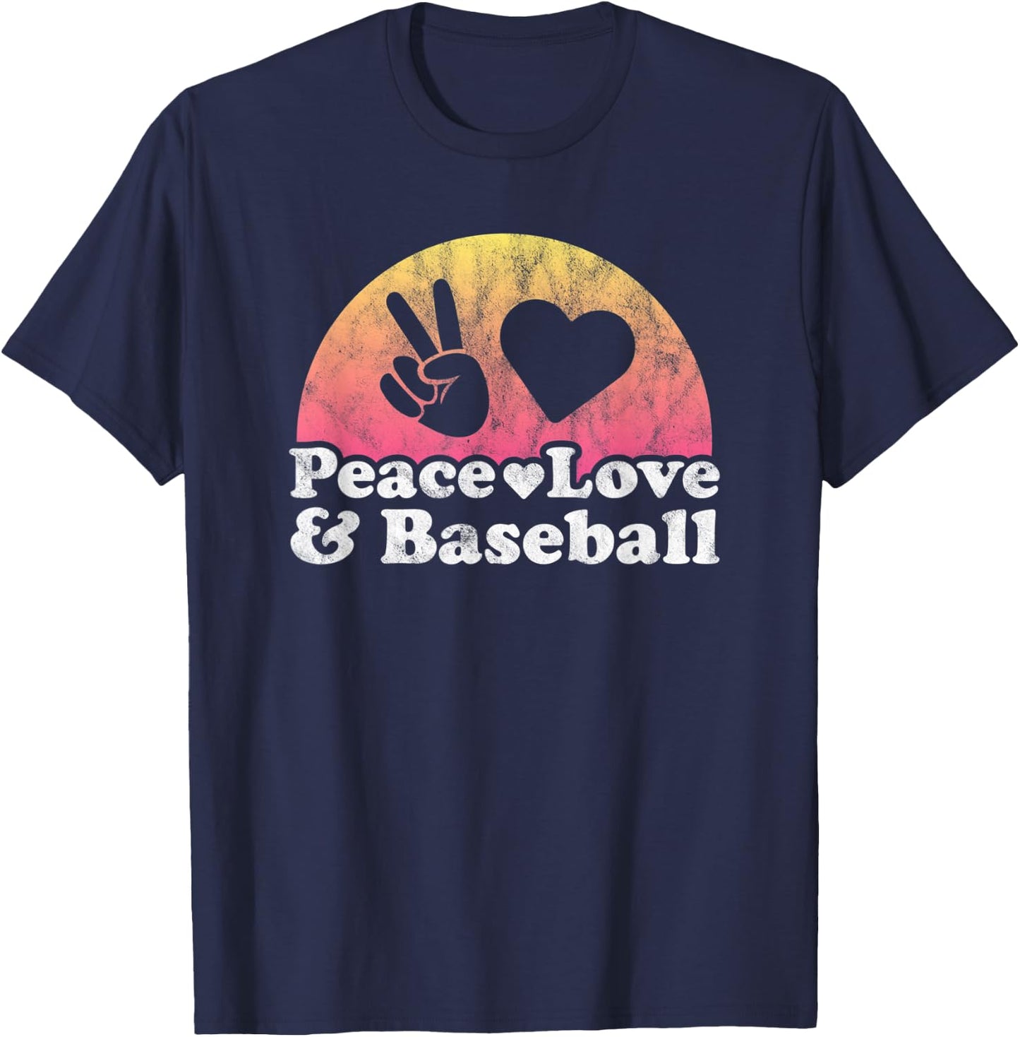 Peace Love and Baseball T-Shirt - T-Shirt | Navy