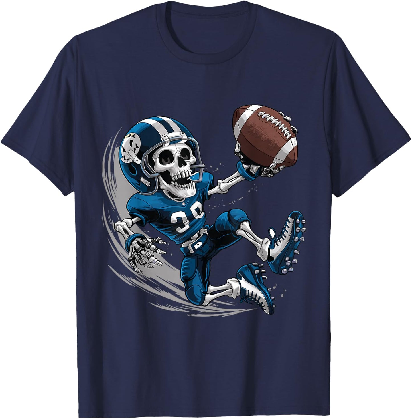 American Football Skeleton Halloween Men Boys Football Fan T-Shirt - T-Shirt | Navy
