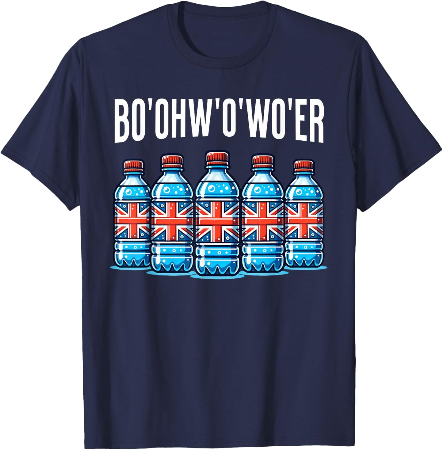 Funny British Vacation Bottle Of Water And Britain Londoner T-Shirt - T-Shirt | Navy