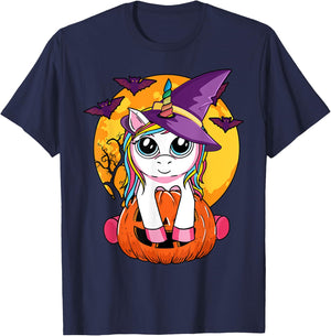 Cute Halloween Girls Kids Witchy Unicorn Halloween T-Shirt - T-Shirt | Navy