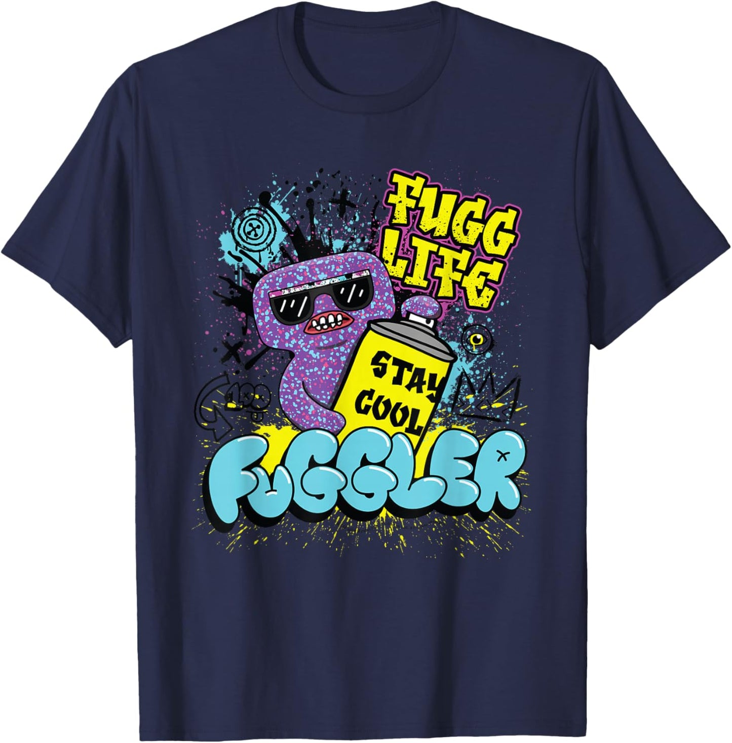 Fuggler Squidge Fugg Life Graffiti Spray Can T-Shirt - T-Shirt | Navy