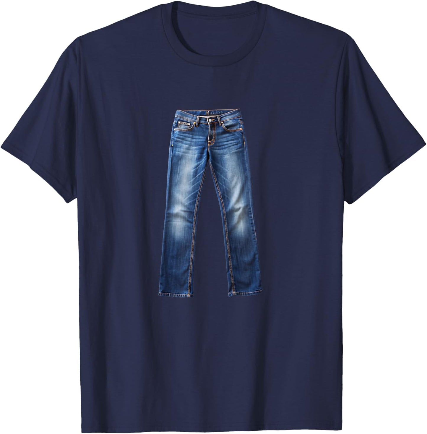 Classic Generic Blue Jeans Graphic - Minimalist Denim Humor T-Shirt - T-Shirt | Navy