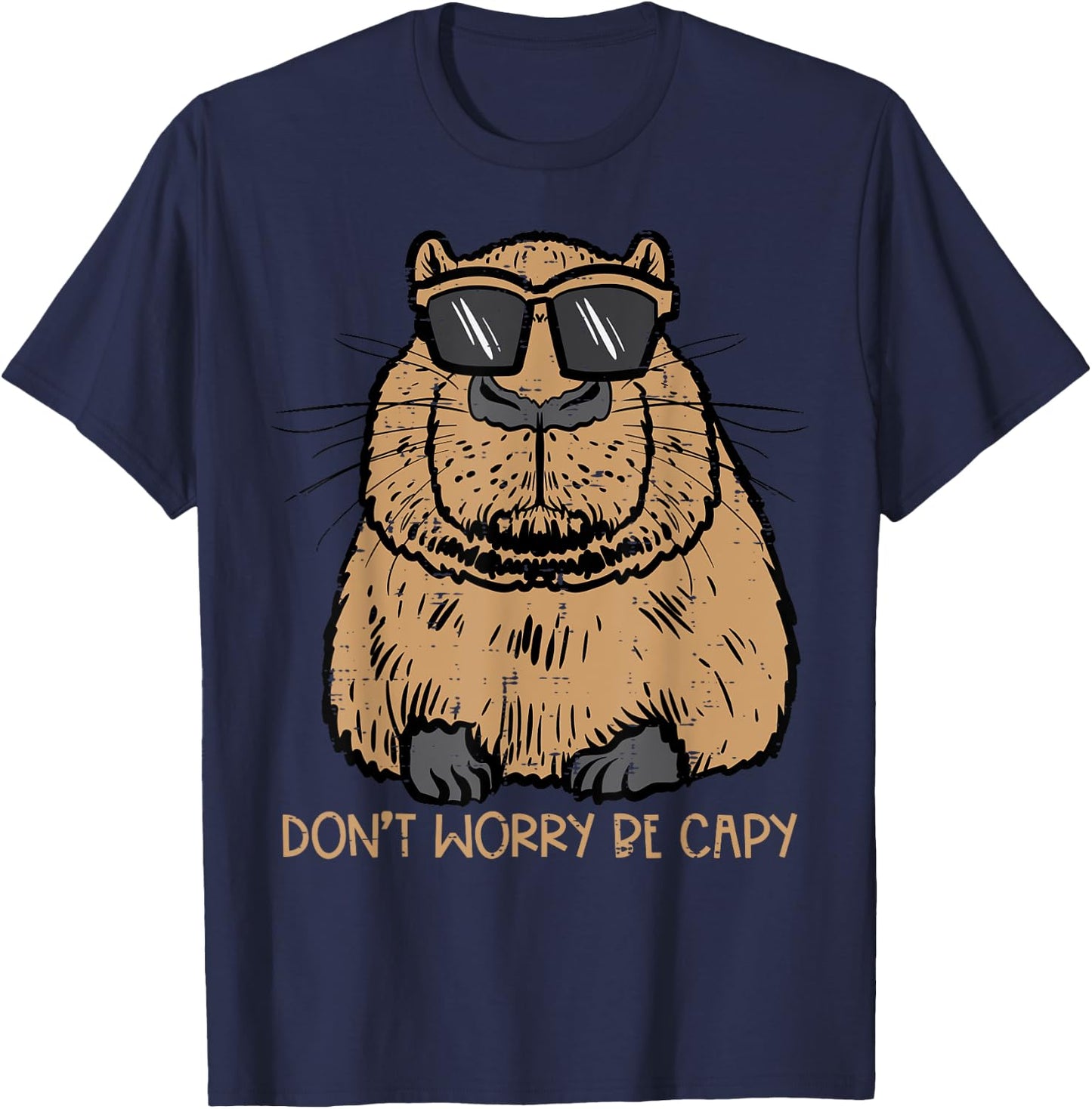 Dont Worry Be Capy Funny Capybara Pet Kids Men Women Teen T-Shirt - T-Shirt | Navy