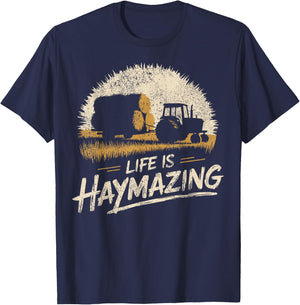 Hay Season Farmer T-Shirt - T-Shirt | Navy