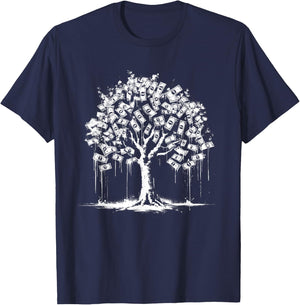Money-Tree - Vintage Money Graphic Banknotes Lover T-Shirt - T-Shirt | Navy