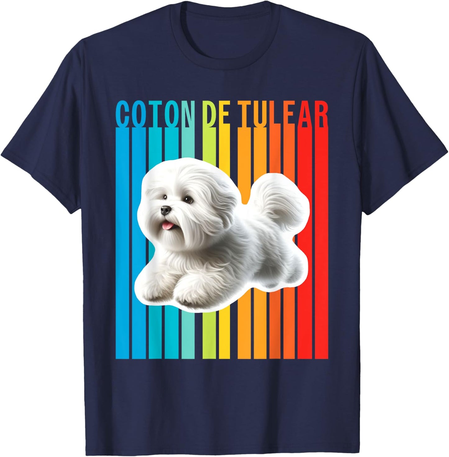Colorful Coton de Tulear T-Shirt - T-Shirt | Navy