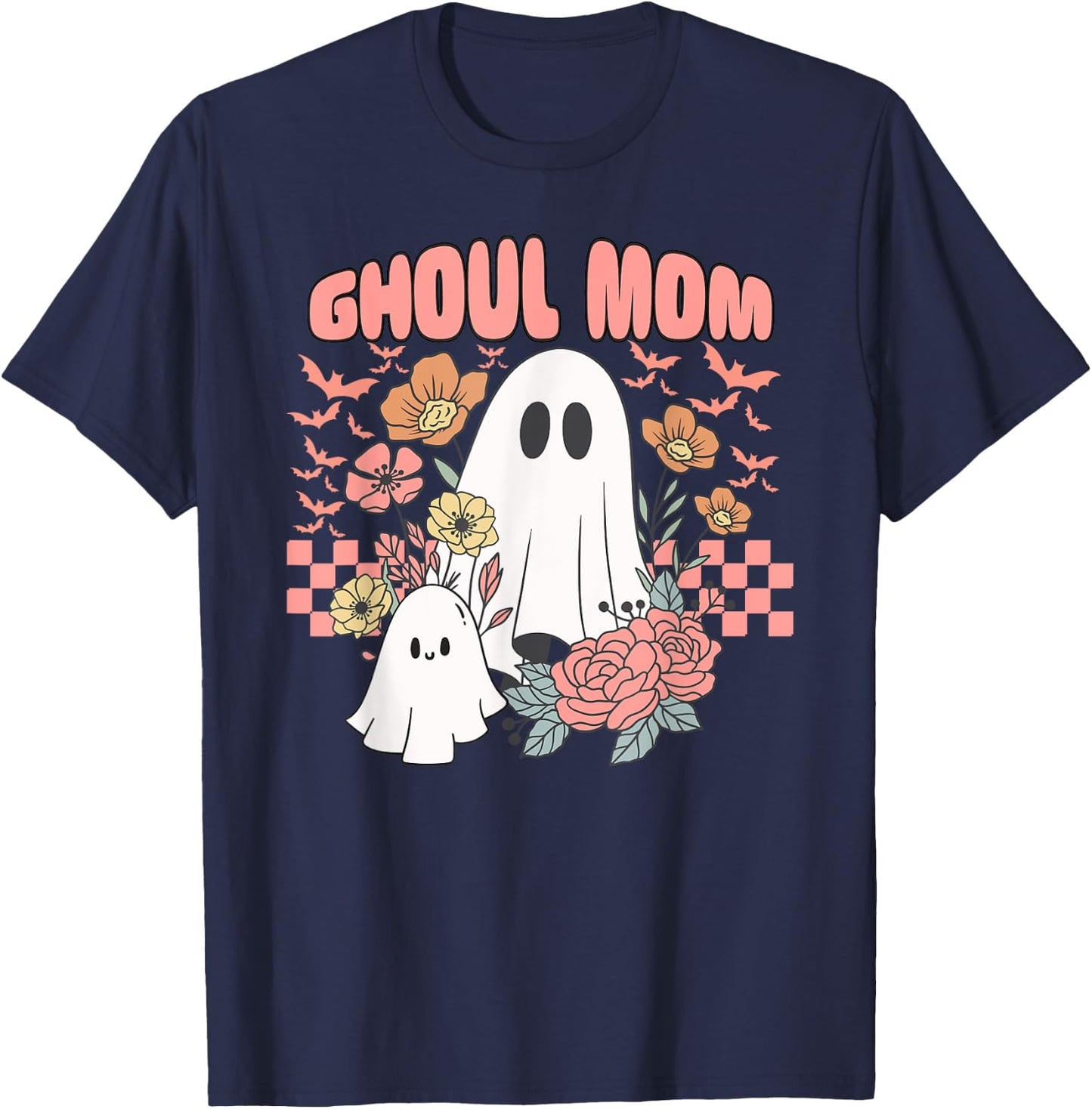 Ghoul Mom Halloween Ghost Spooky Season Retro Mama T-Shirt - T-Shirt | Navy