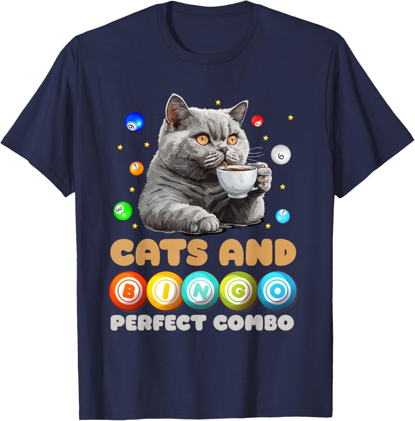 Bingo Player Cats and Bingo Perfect Combo Funny T-Shirt - T-Shirt | Navy