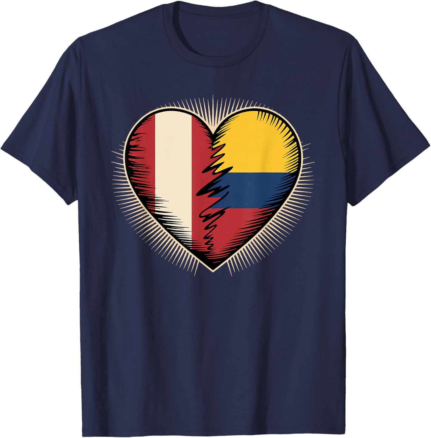 Half Peruvian Colombian Roots Peru Colombia T-Shirt - T-Shirt | Navy