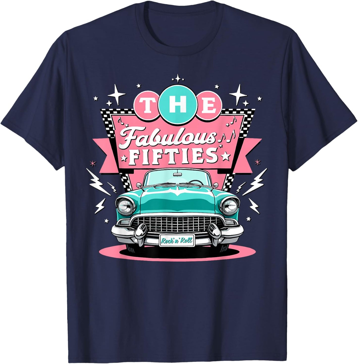 The Fifties 1950s Car Music Sock Hop Rockabilly T-Shirt - T-Shirt | Navy