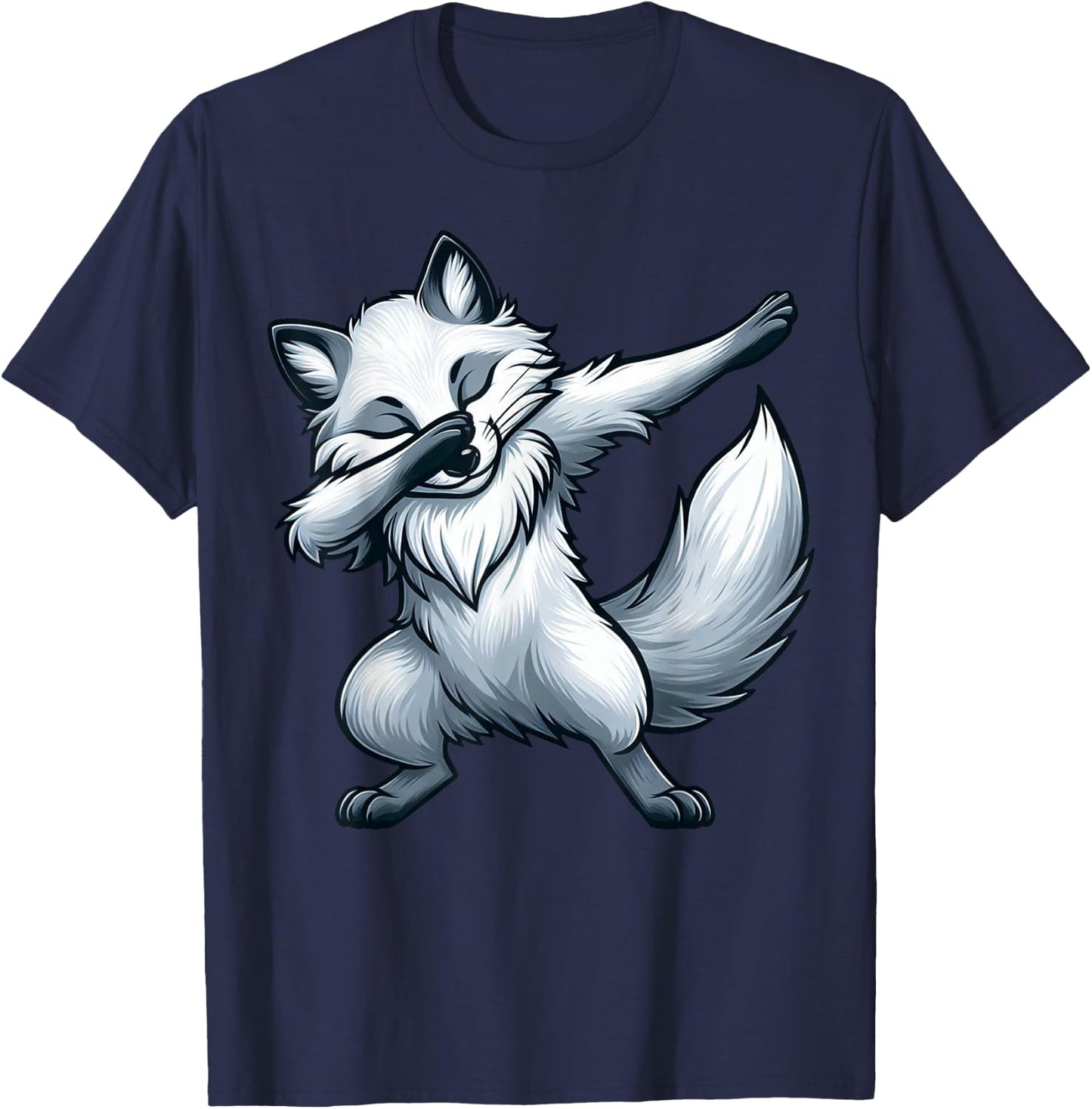 Dabbing Arctic Fox Lover Artic Fox Polar Region White Animal T-Shirt - T-Shirt | Navy
