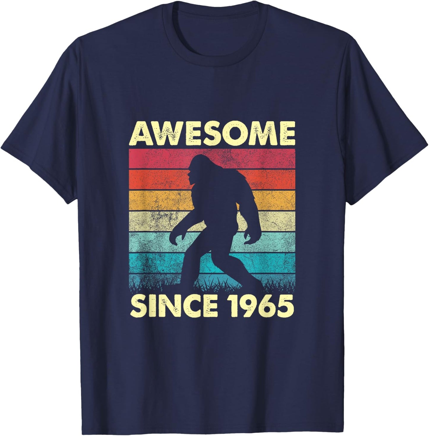Vintage Bigfoot 59 Years Awesome Since 1965 Birthday T-Shirt - T-Shirt | Navy