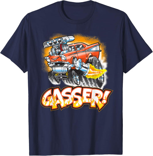 Hot Rod Gasser 57 Drag Racing Street Blown Car T-Shirt - T-Shirt | Navy