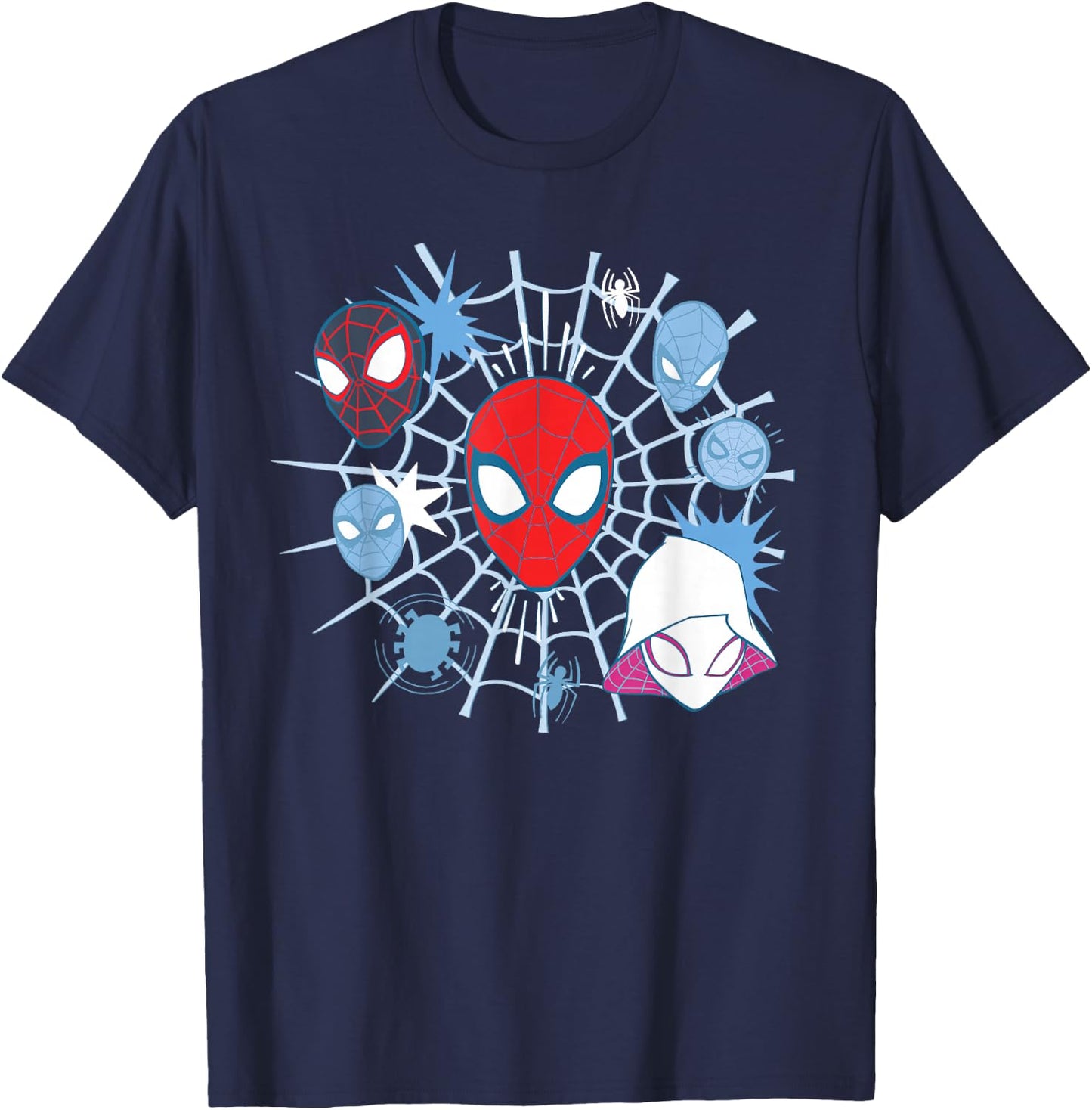 Marvel Spider-Man Team Spidey Big Face Collage T-Shirt - T-Shirt | Navy
