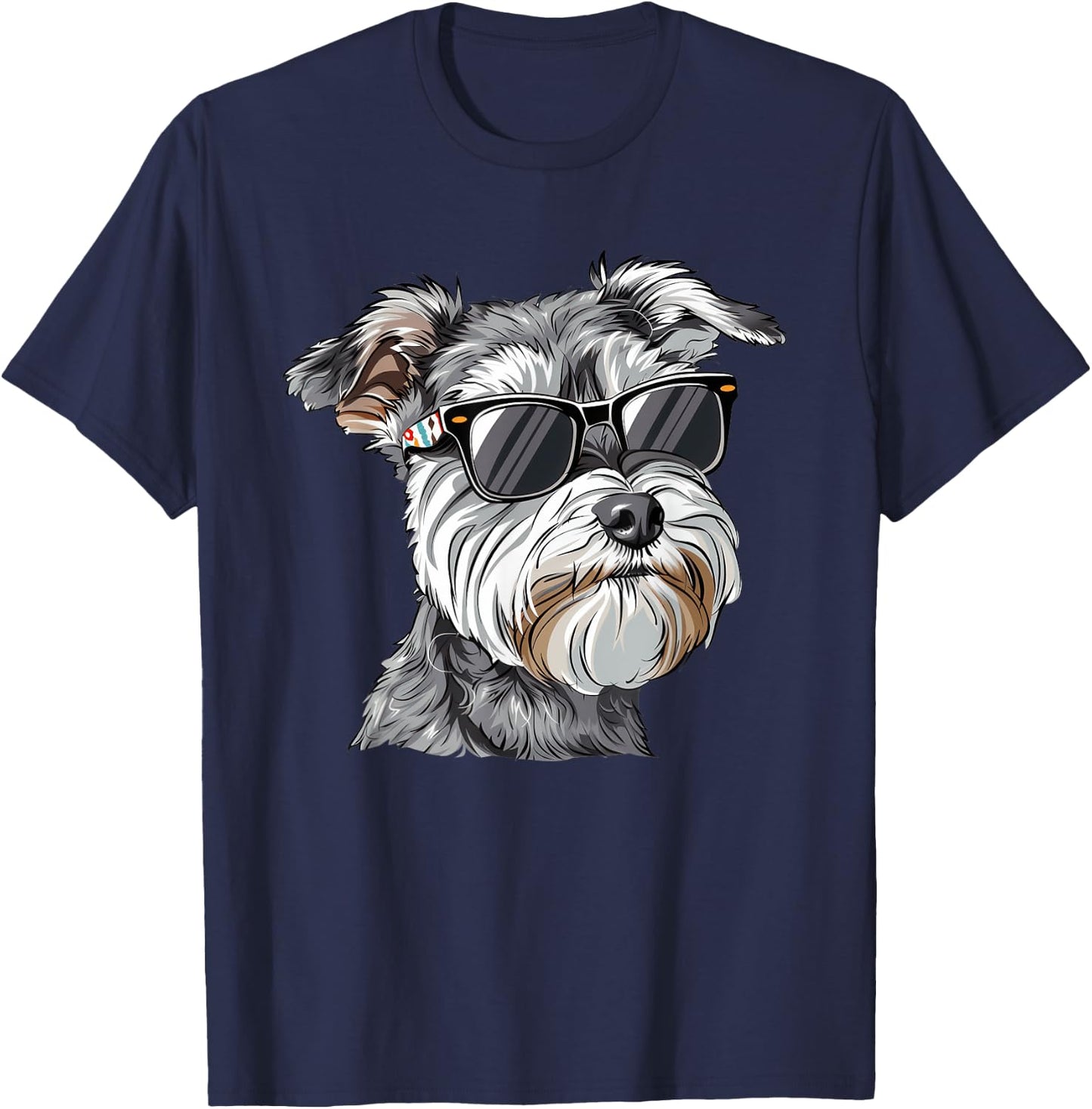 Miniature Schnazuer Mini Schnauzer Dog Sunglasses T-Shirt - T-Shirt | Navy