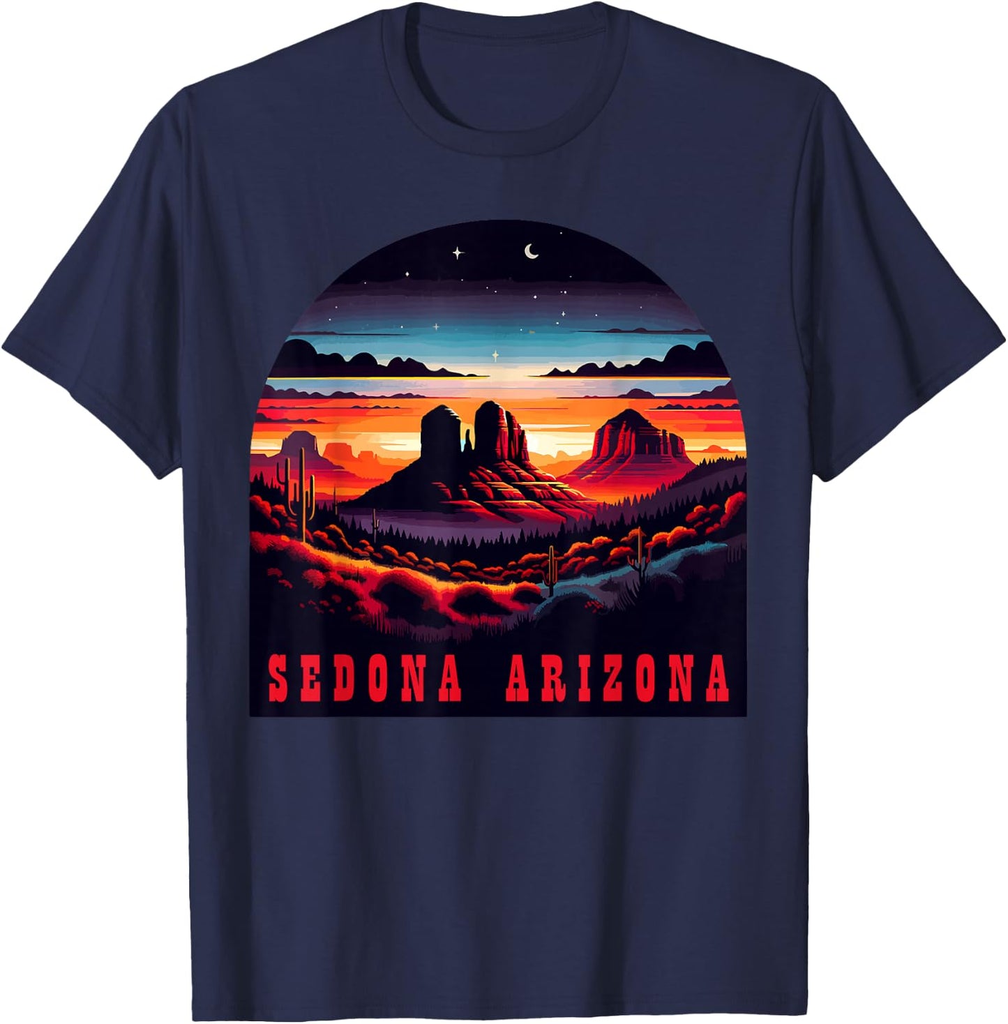 Sedona AZ Hiking Outdoors Mountain Sedona USA Retro Vintage T-Shirt - T-Shirt | Navy