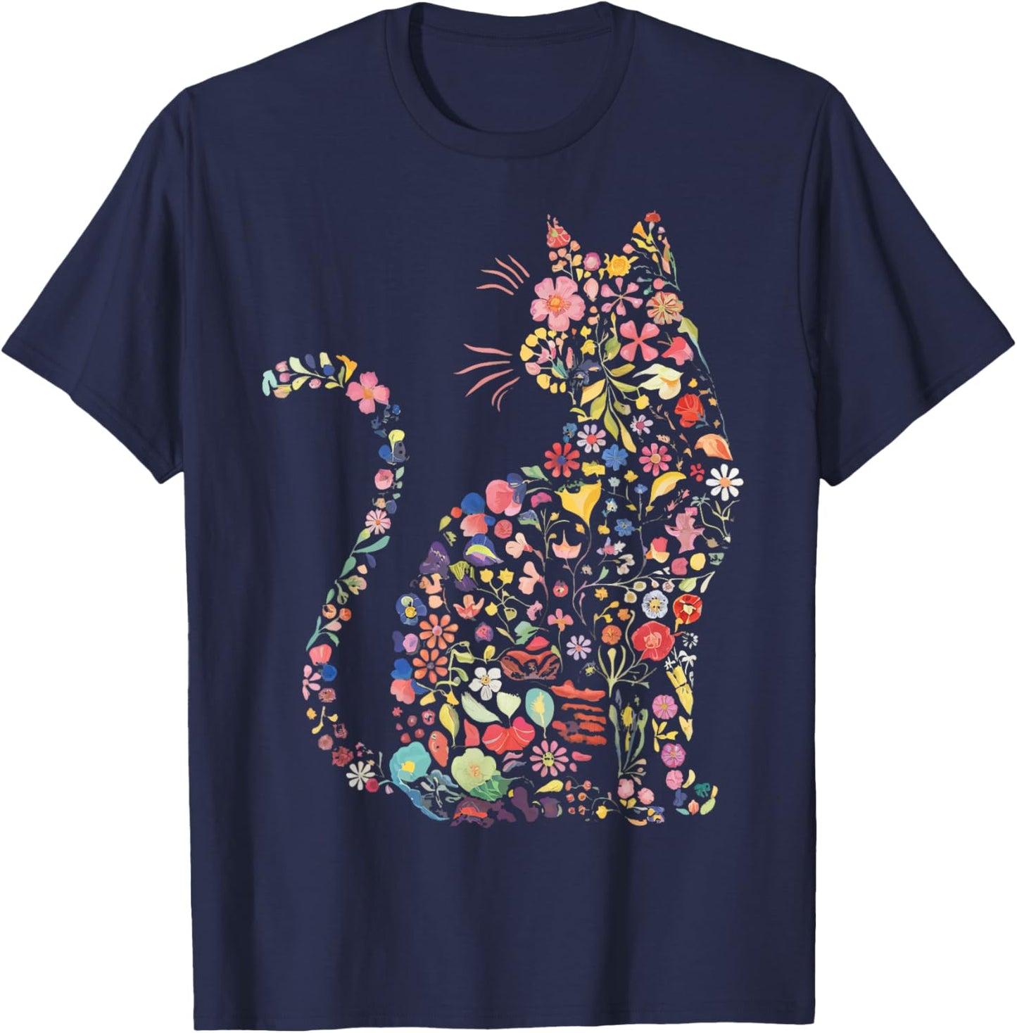 Floral Cat T-Shirt - T-Shirt | Navy