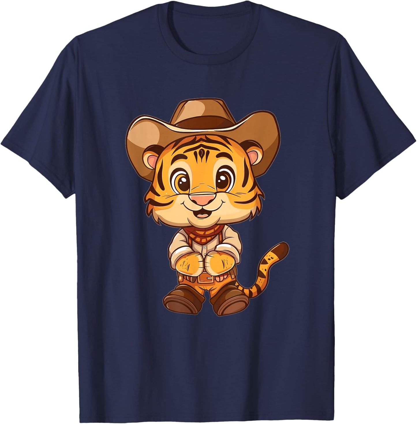 Cute Cowboy Tiger T-Shirt - T-Shirt | Navy