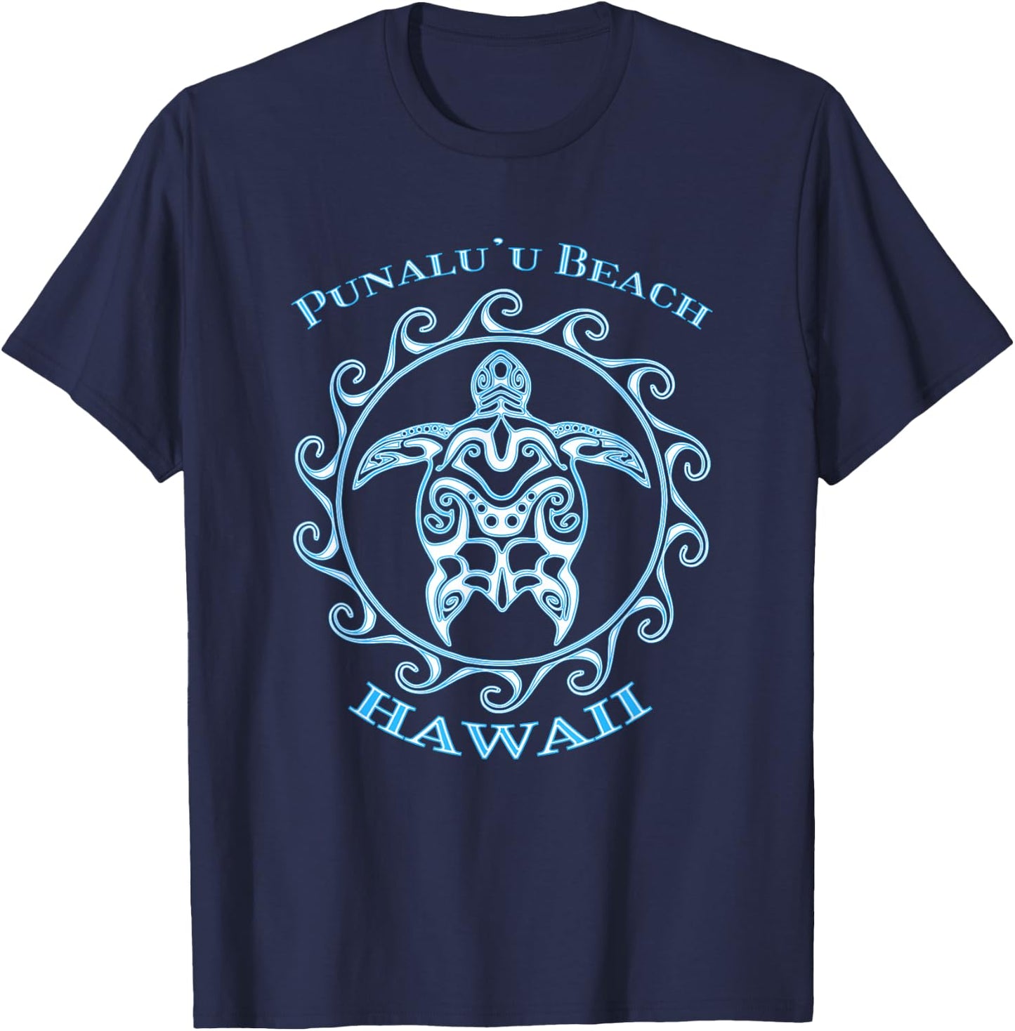 Punalu'u Beach Hawaii Tribal Sea Turtle Summer T-Shirt - T-Shirt | Navy