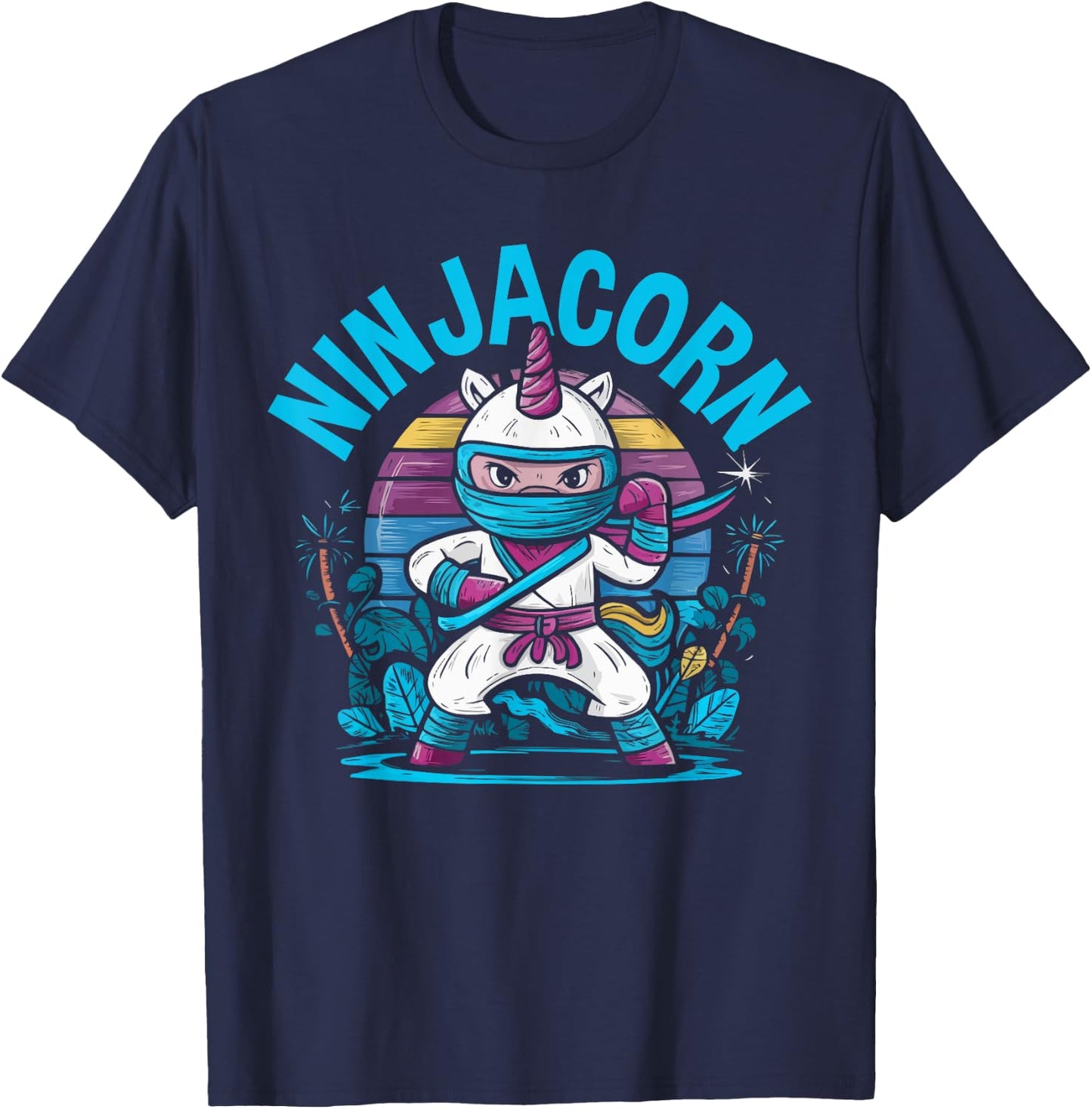 Ninjacorn Unicorn Lover Shuriken Kunai Shinobi Ninja T-Shirt - T-Shirt | Navy