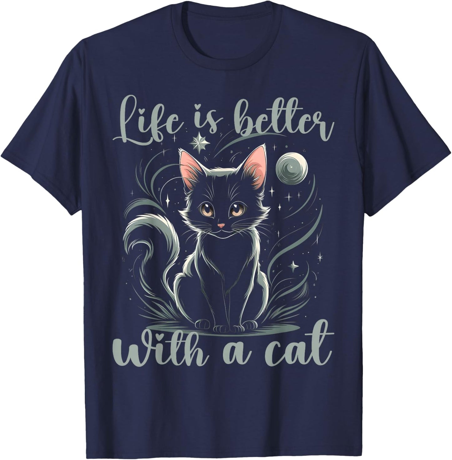Cats Lover Funny Cute Cat T-Shirt - T-Shirt | Navy