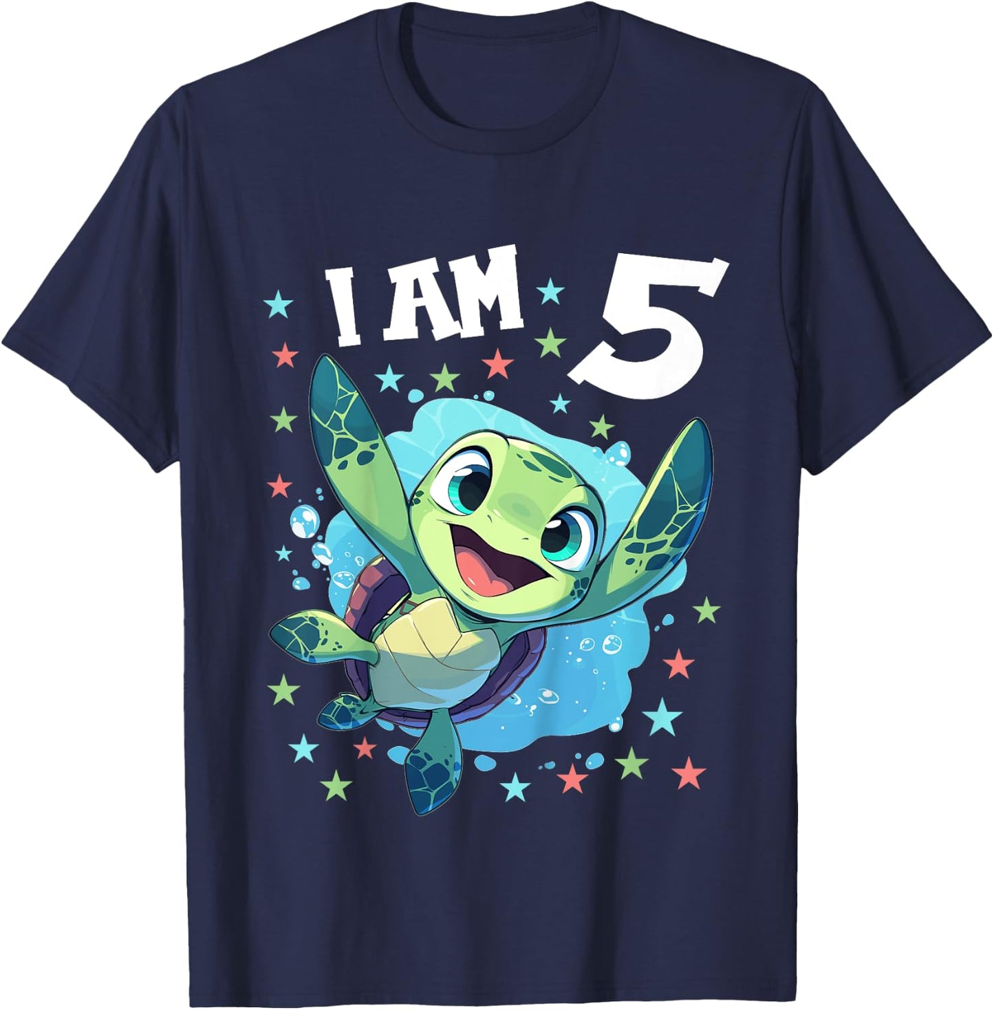 5 Years old 5 birthday Sea Turtles Boy Girl Sea Turtle T-Shirt - T-Shirt | Navy