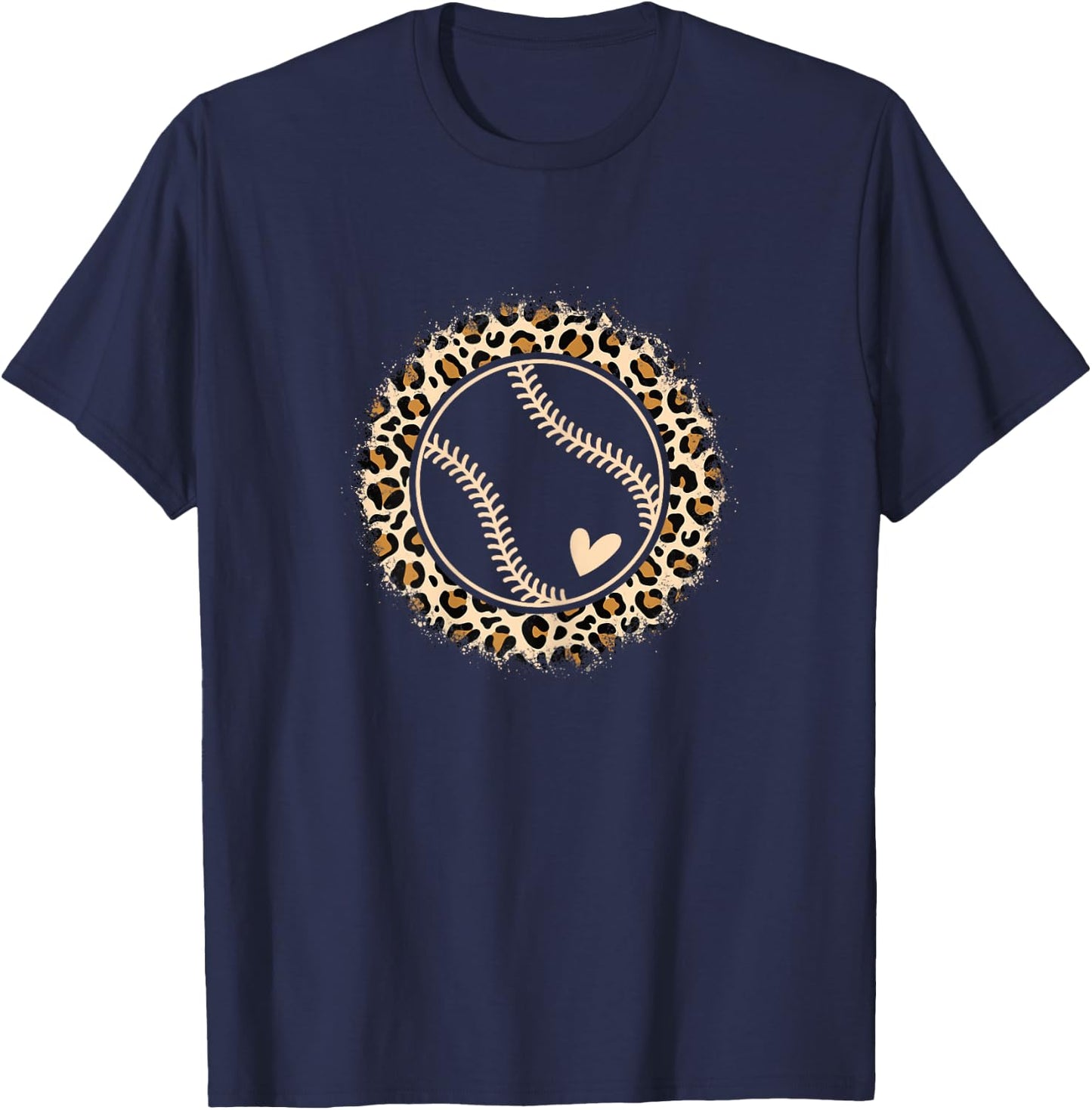 Cute Baseball Leopard Print Baseball Player Women Girls T-Shirt - T-Shirt | Navy