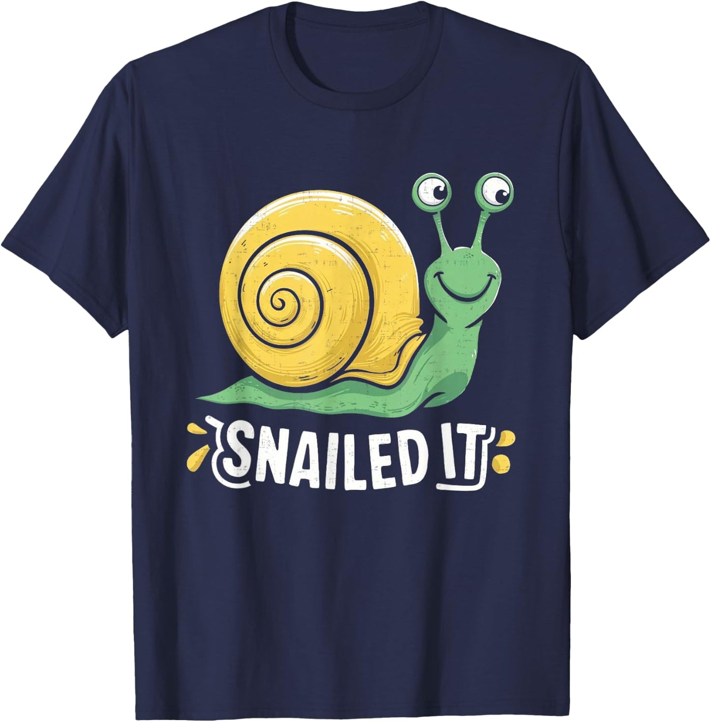 Funny Pun Snail Women Boys Girls Kids Snailed It T-Shirt - T-Shirt | Navy