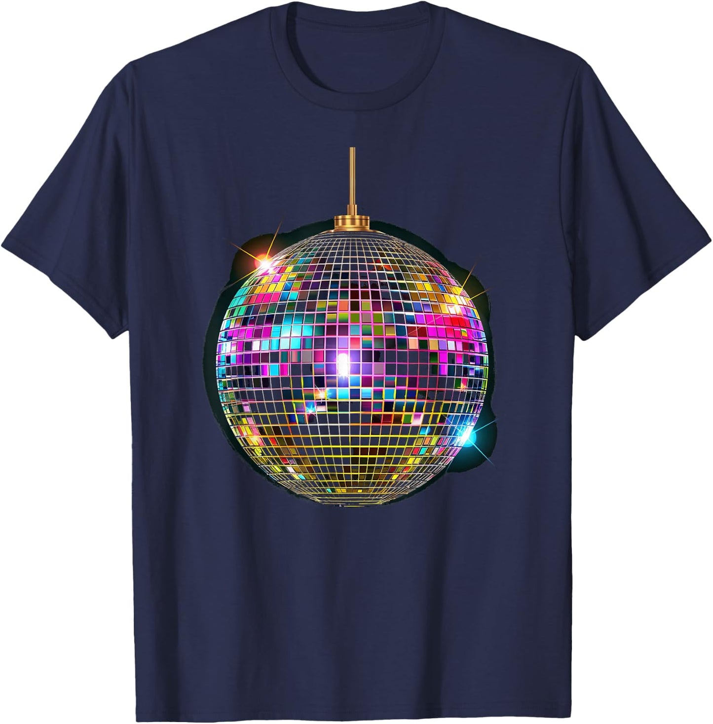 Coloured Disco Ball Vintage Retro House Disco Ball Cool Party T-Shirt - T-Shirt | Navy