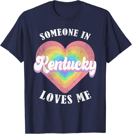 Someone In Kentucky Loves Me Heart Retro Groovy T-Shirt - T-Shirt | Navy