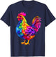 Colorful Chicken Farm Animal Lover Women Black T-Shirt - T-Shirt | Navy