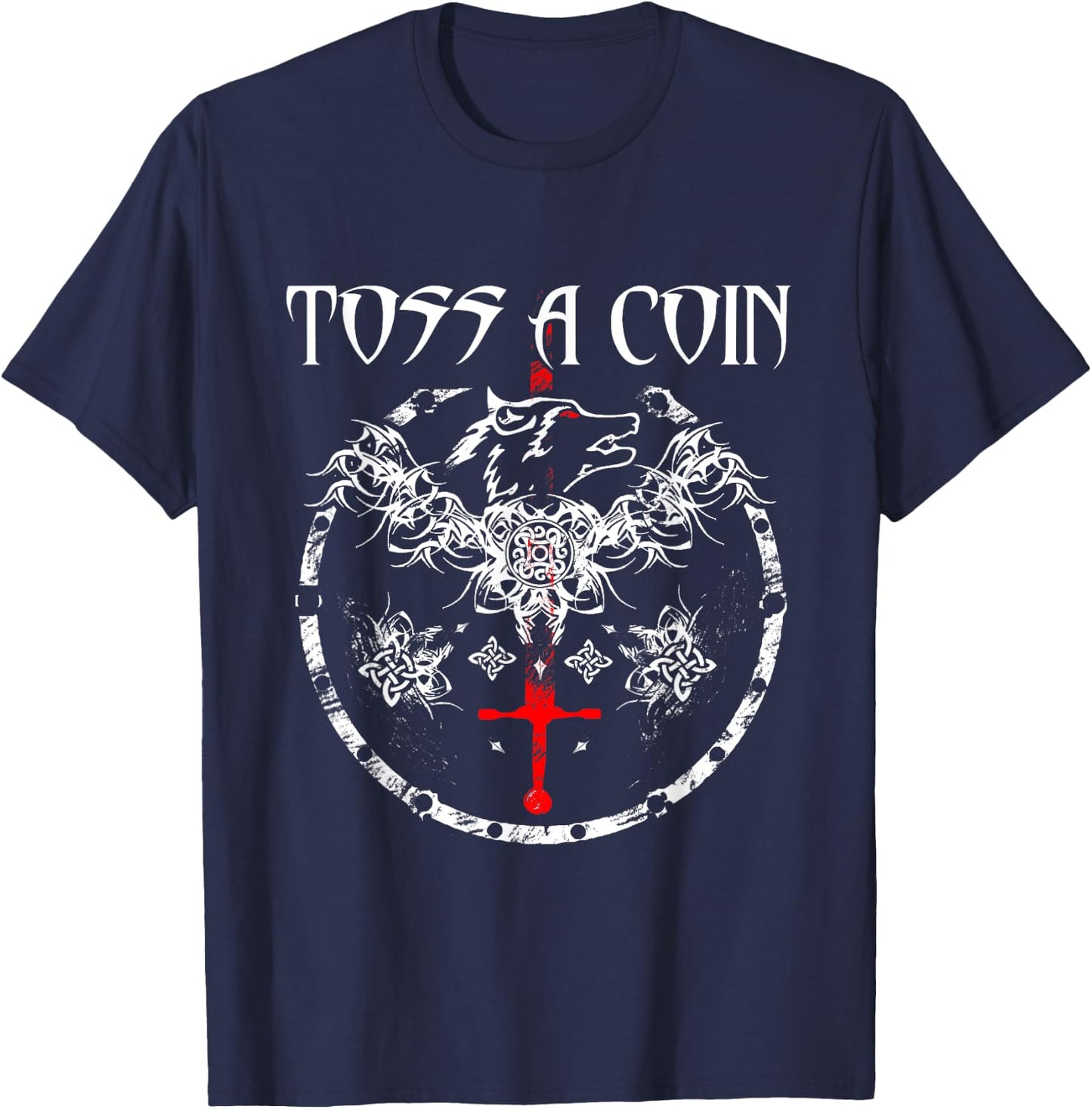 Toss A Coin Shirt Wolf Graphic Shirt Mystery Shirts Gamer T-Shirt - T-Shirt | Navy