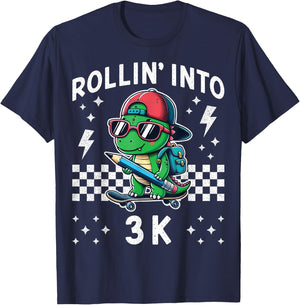 Rollin Into 3K Dinosaur First Day of K3 Kid I’m Ready for 3K T-Shirt - T-Shirt | Navy