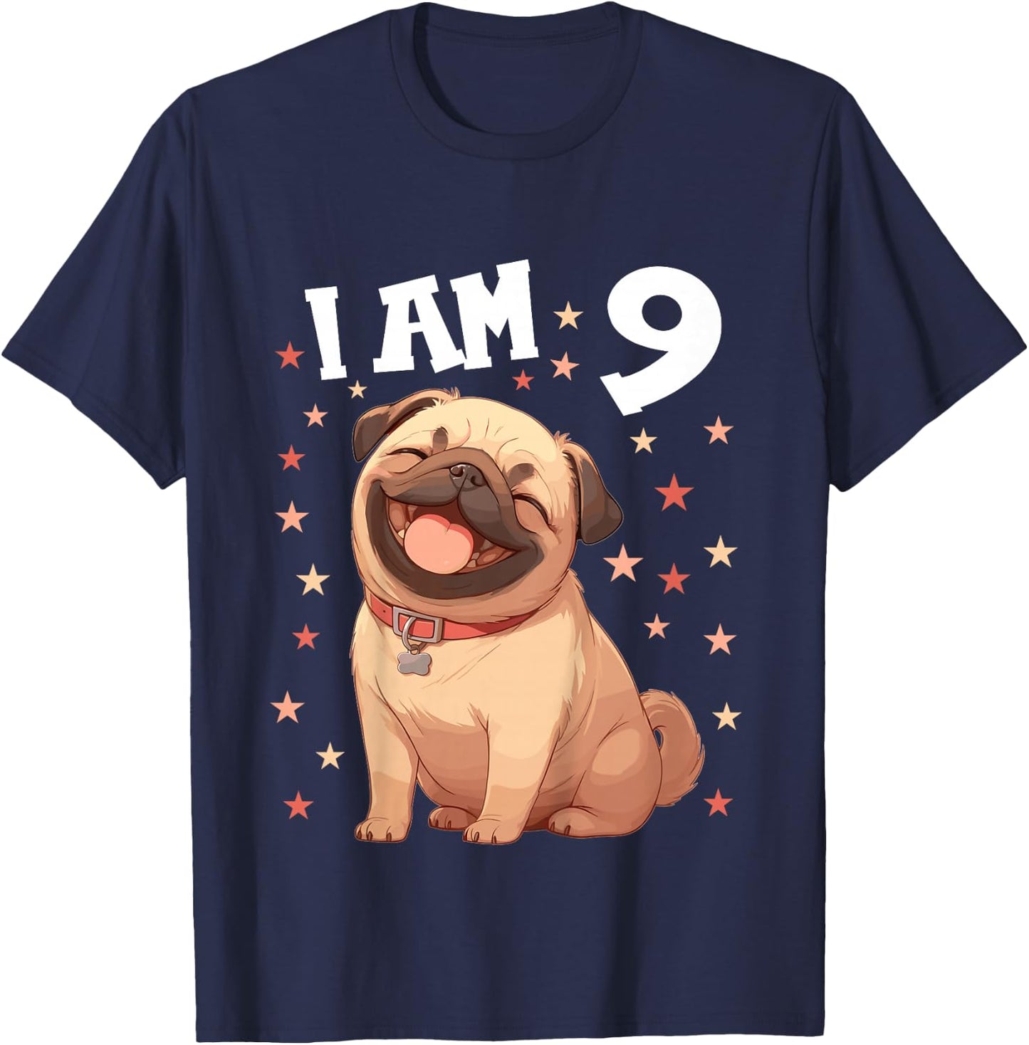 Kids 9 Years old 9th birthday Pugs Pug T-Shirt - T-Shirt | Navy