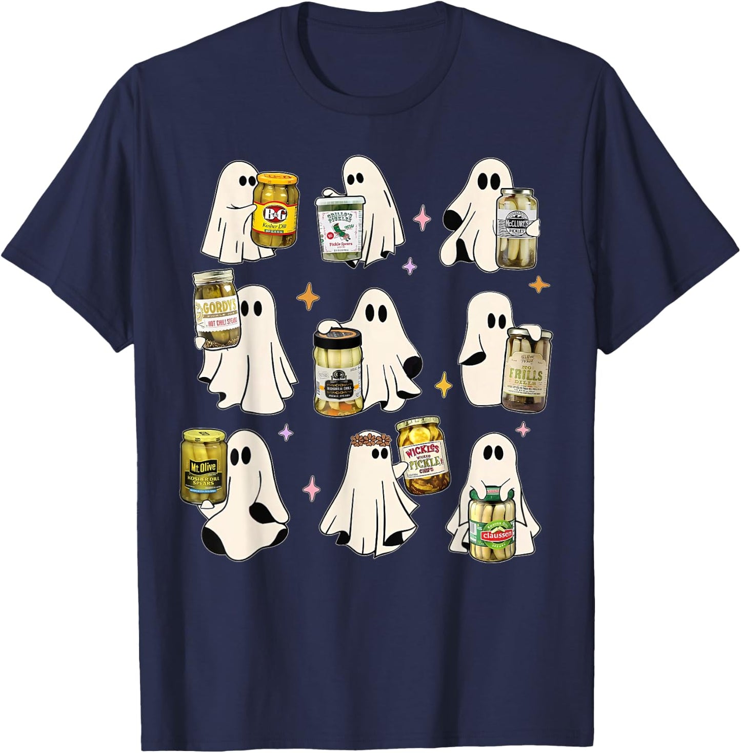 Ghost Canned Pickles Cute Ghost Pickle Jar Canning Season T-Shirt - T-Shirt | Navy