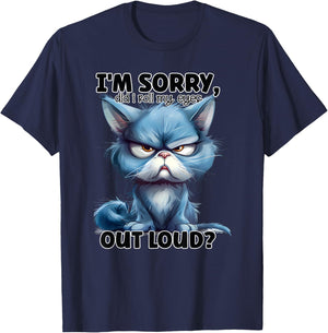 I'm Sorry Did I Roll My Eyes Out Loud, Funny Cat T-Shirt - T-Shirt | Navy