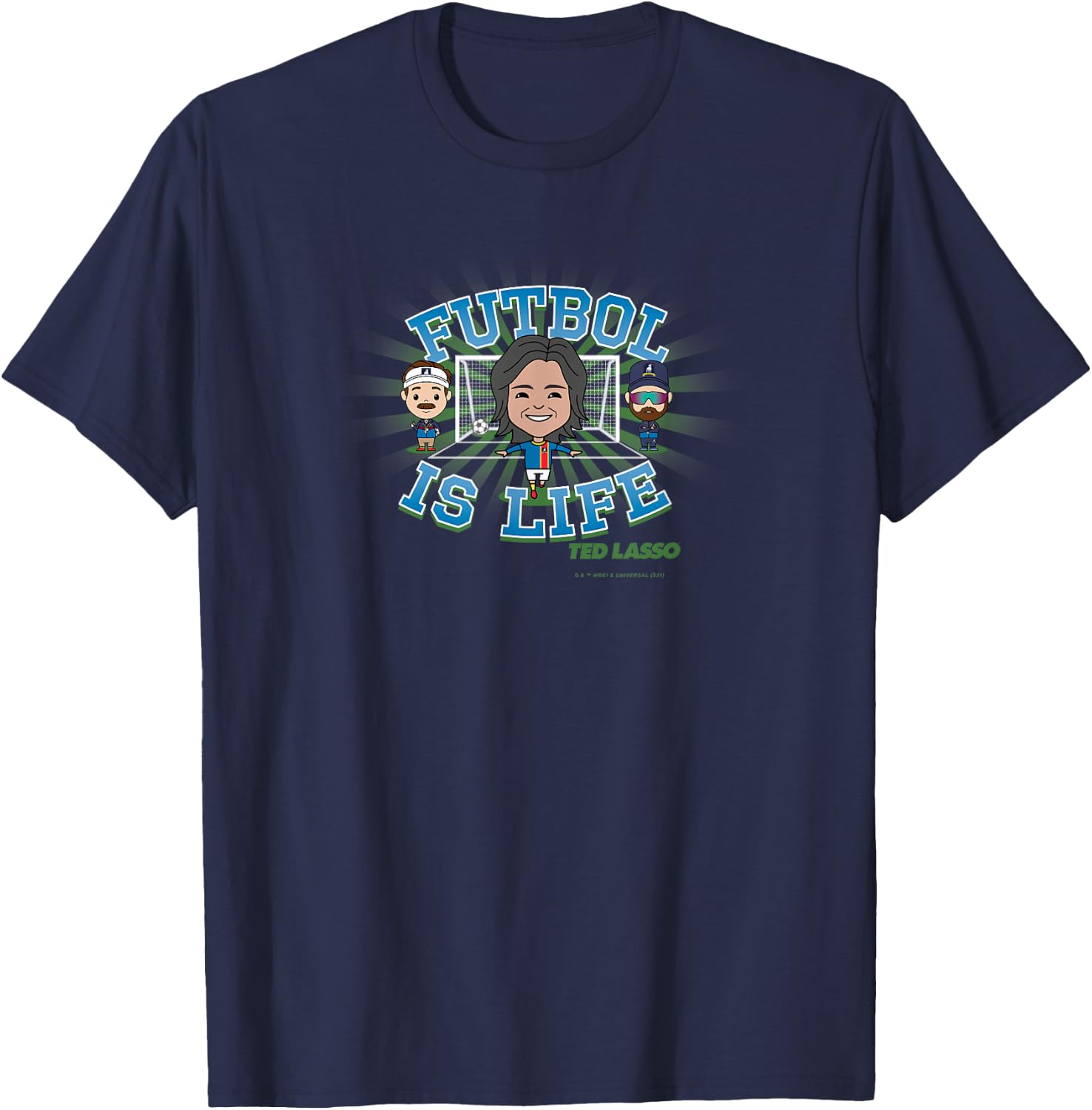 Ted Lasso Dani Rojas Futbol is Life Coach Beard Chibi T-Shirt - T-Shirt | Navy