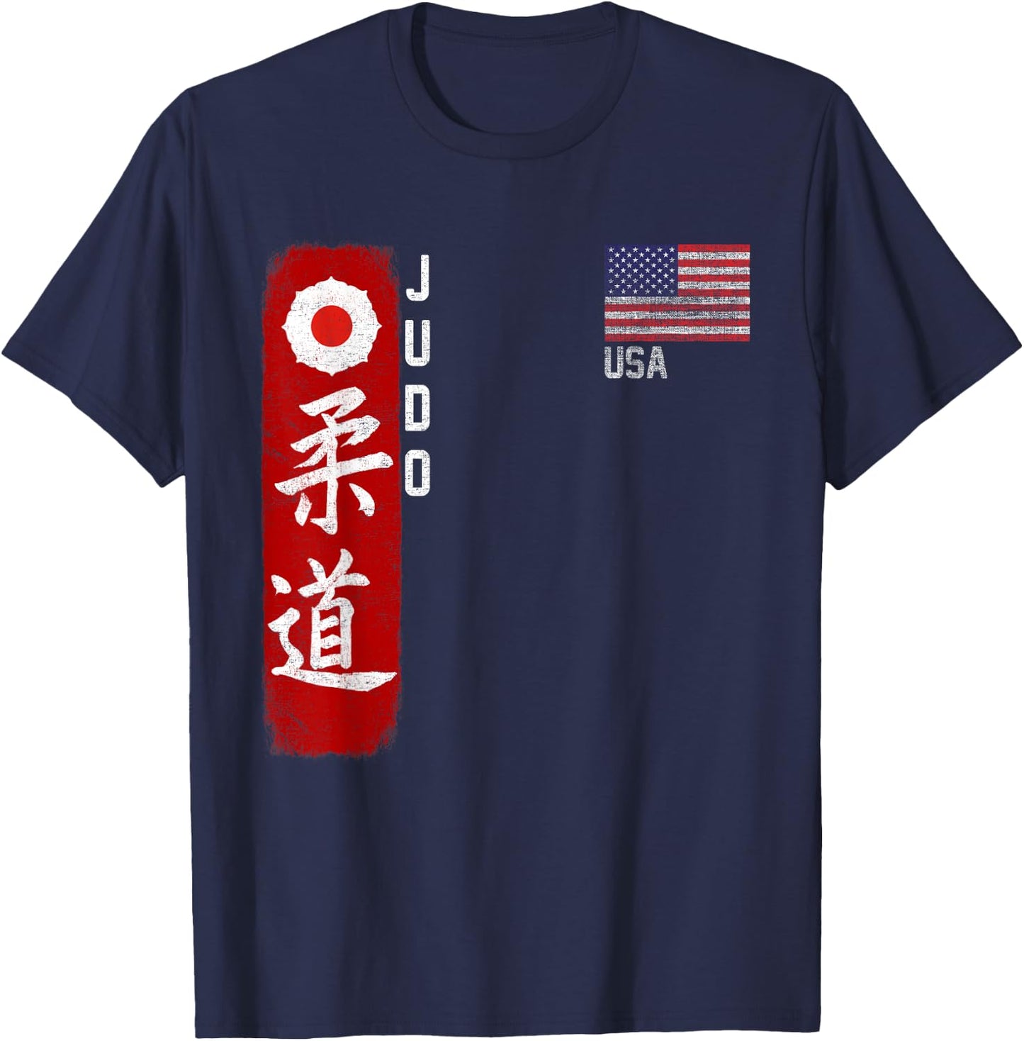 Judo USA American Flag Judoka Dojo Martial Art America Kanji T-Shirt - T-Shirt | Navy