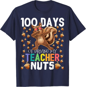 100 Days of Driving My Teacher Nuts Dabbing Squirrel School T-Shirt - T-Shirt | Navy