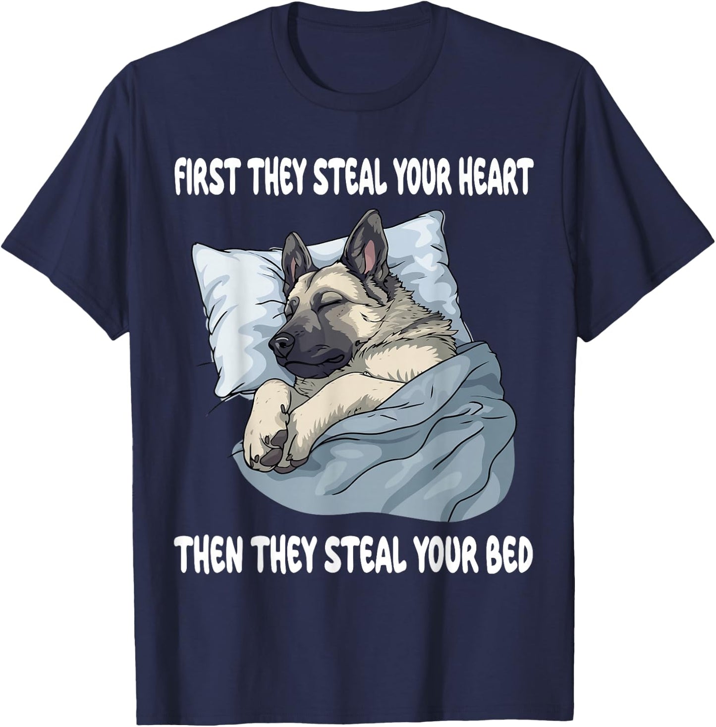 Norwegian Elkhound Sleeping Pajamas Nightgown T-Shirt - T-Shirt | Navy