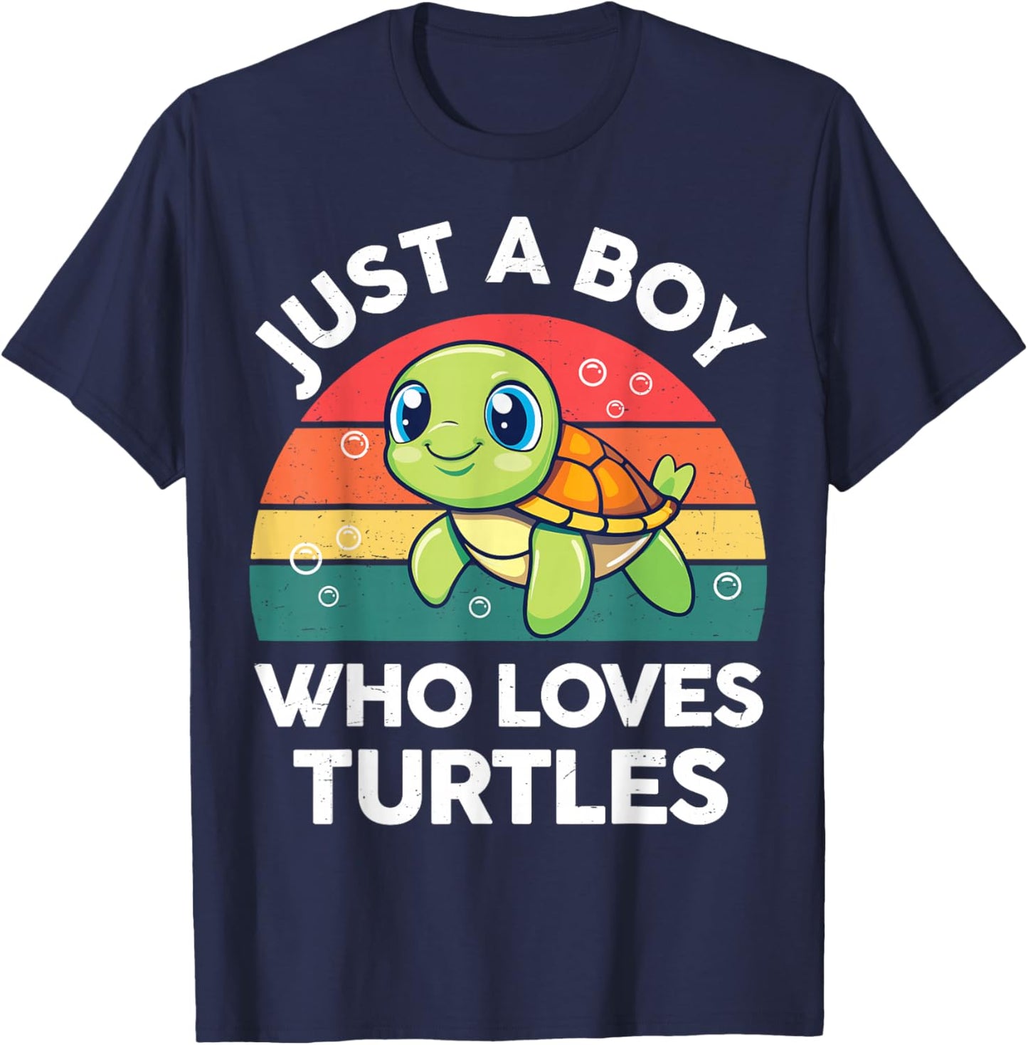 Turtle Just A Boy Who Loves Turtles Cute Toddler Kids T-Shirt - T-Shirt | Navy
