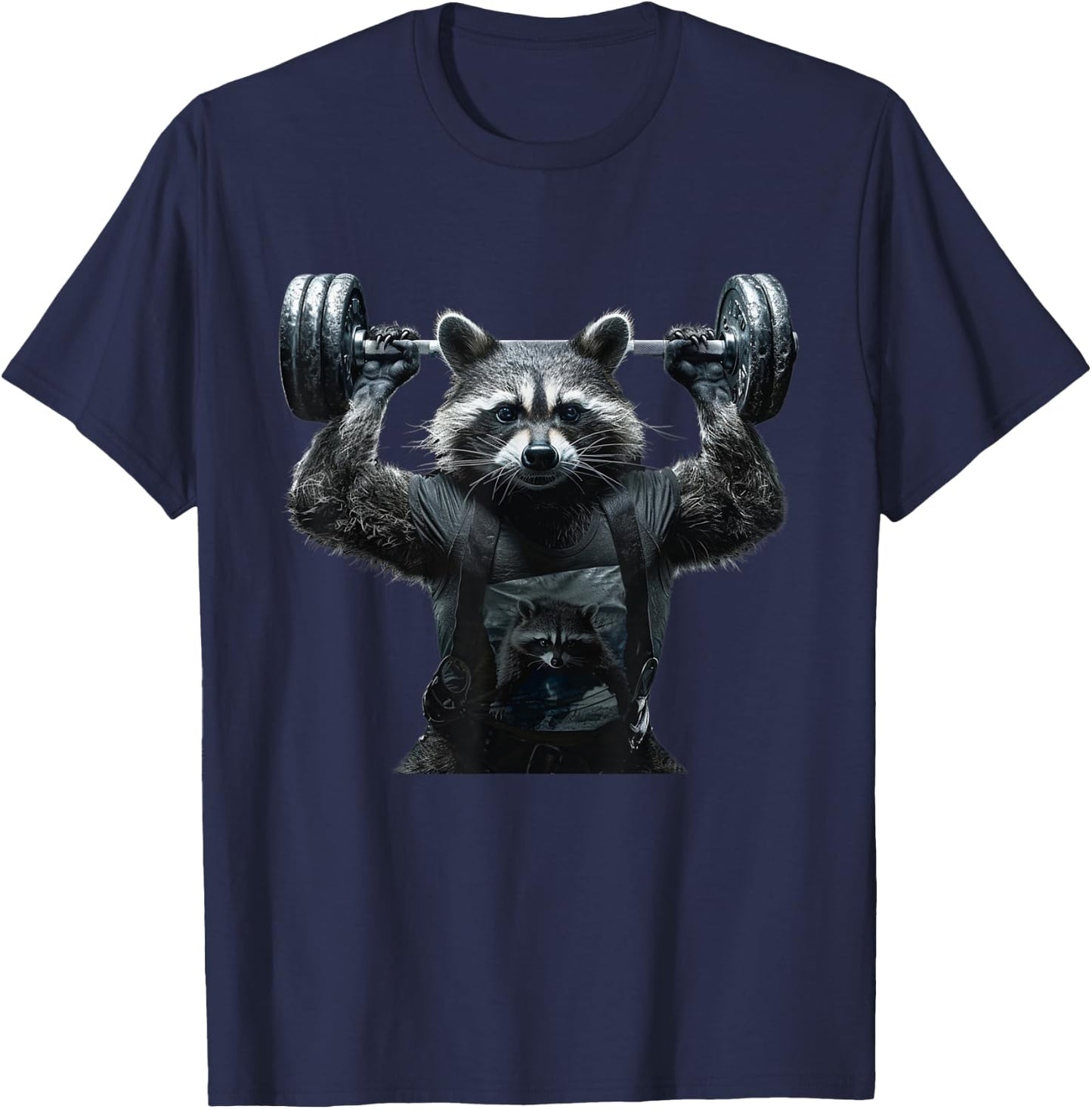 Weightlifting Ripped Raccoon T-Shirt - T-Shirt | Navy