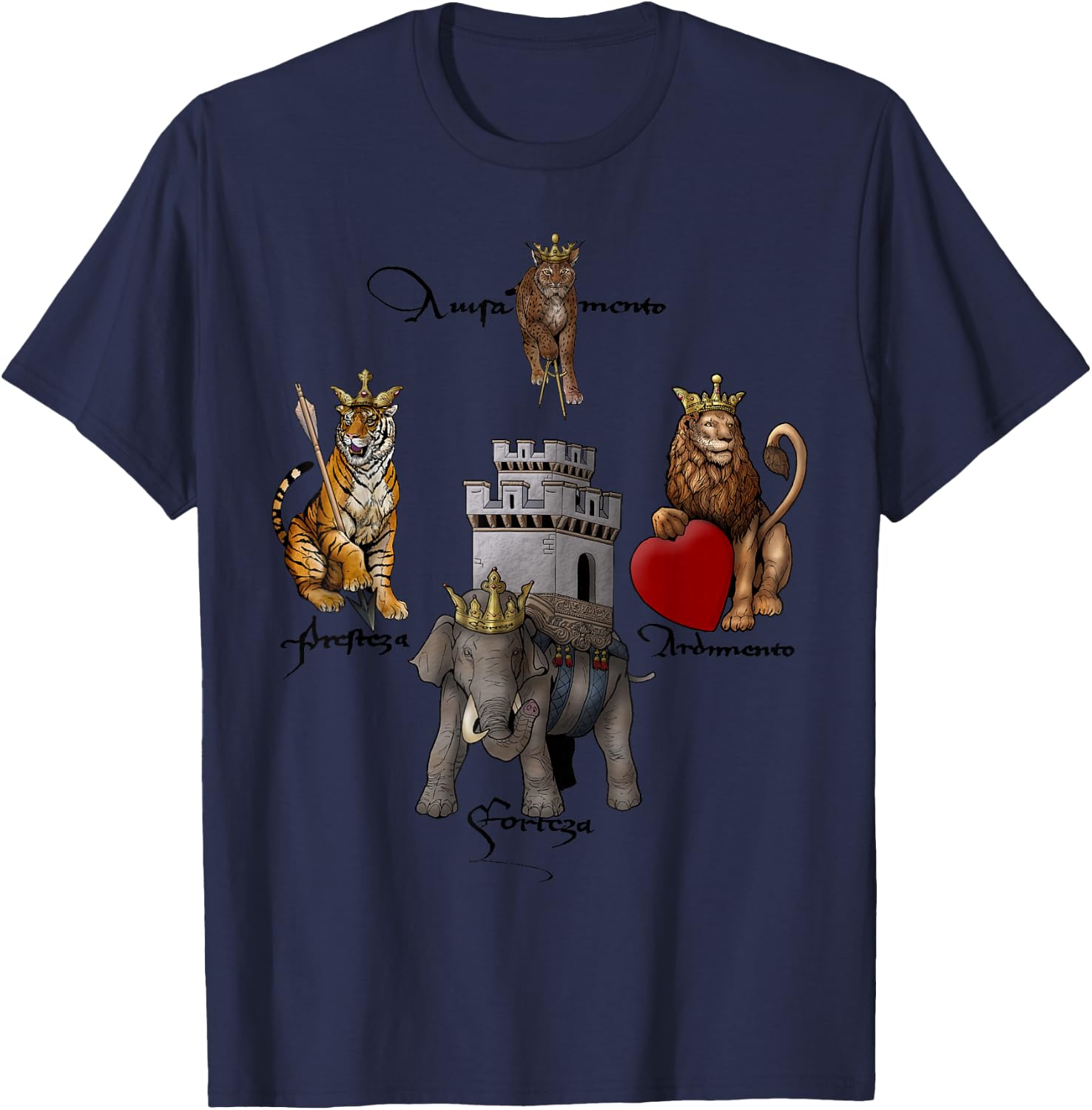 Apperceptive Swordsman Four Virtues of Fiore de'i Liberi T-Shirt - T-Shirt | Navy
