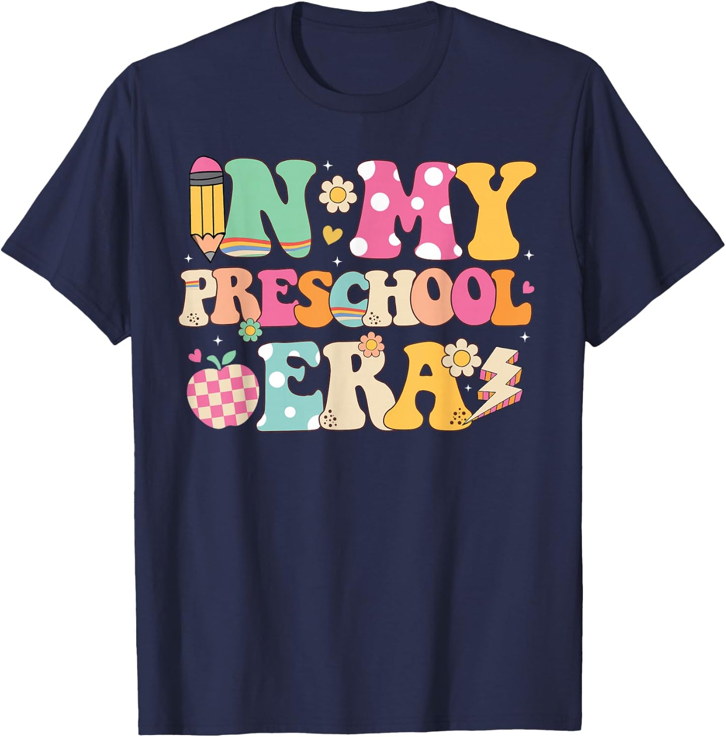 In My Preschool Era Girl Back To School Preschool Teacher T-Shirt - T-Shirt | Navy