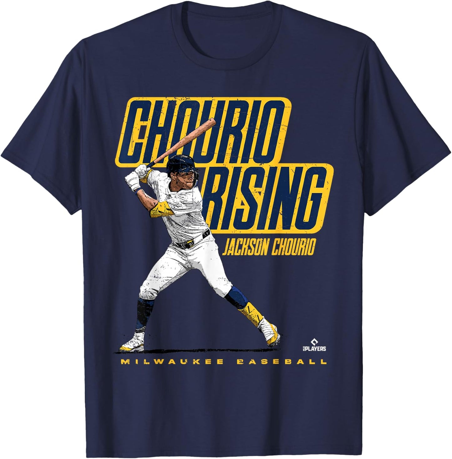 Ballpark MVP Chourio Rising Jackson Chourio Milwaukee MLBPA , Small, Black T-Shirt - T-Shirt | Navy
