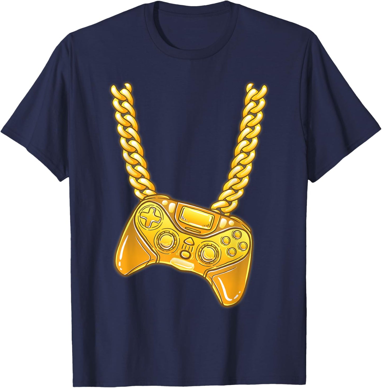 Gamer Controller Necklace Bling Bling Video Game Console T-Shirt - T-Shirt | Navy